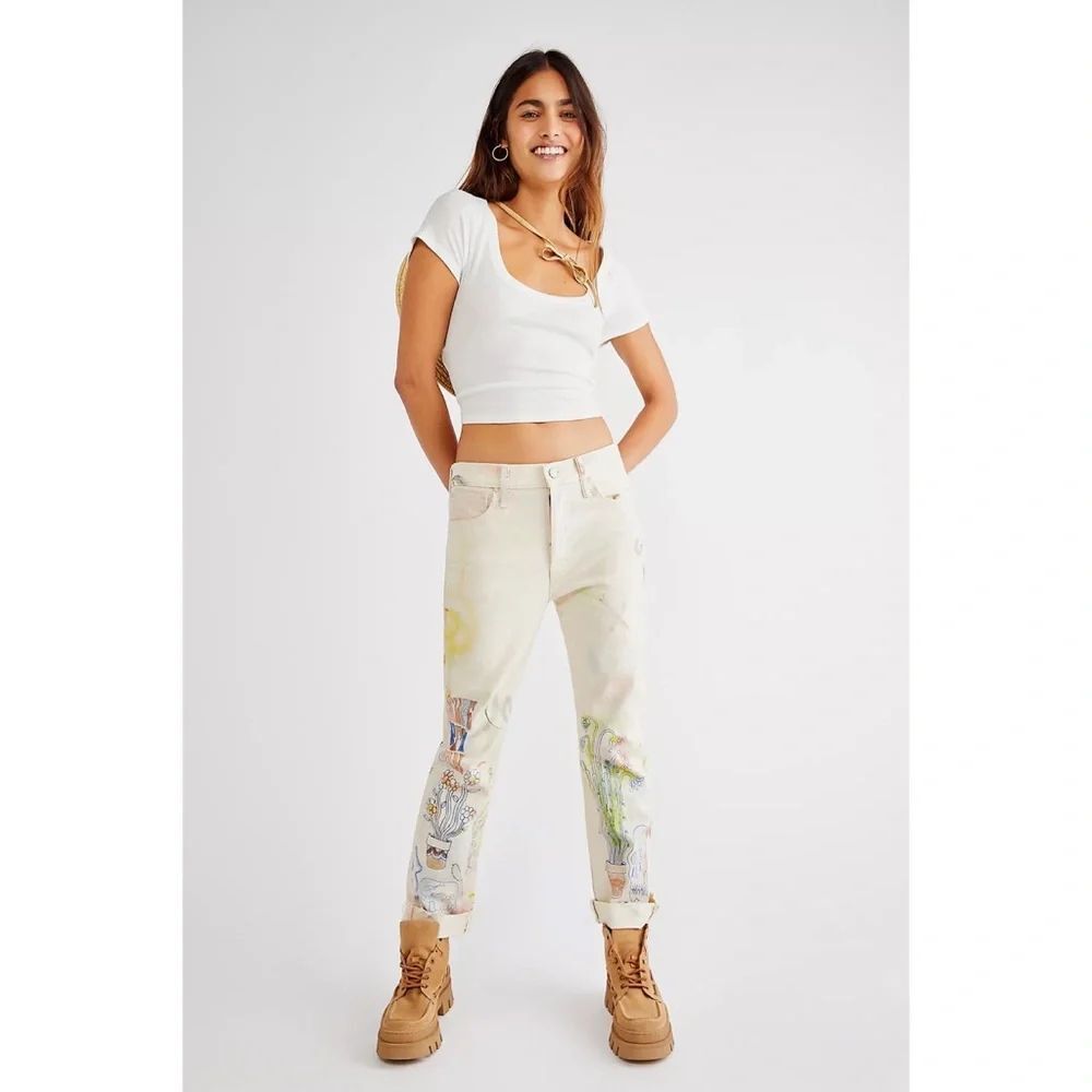 Free People MOTHER The Scrapper Cuff Ankle Fray Jeans